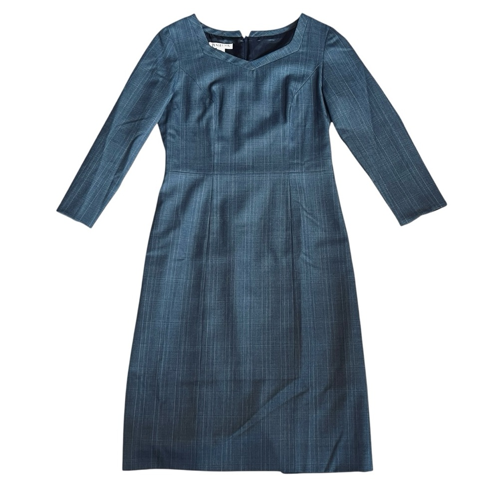 Pendleton Vintage Women’s Sz 4 Gray Wool Sheath Dress Midi USA Made 3/4 Sleeve
